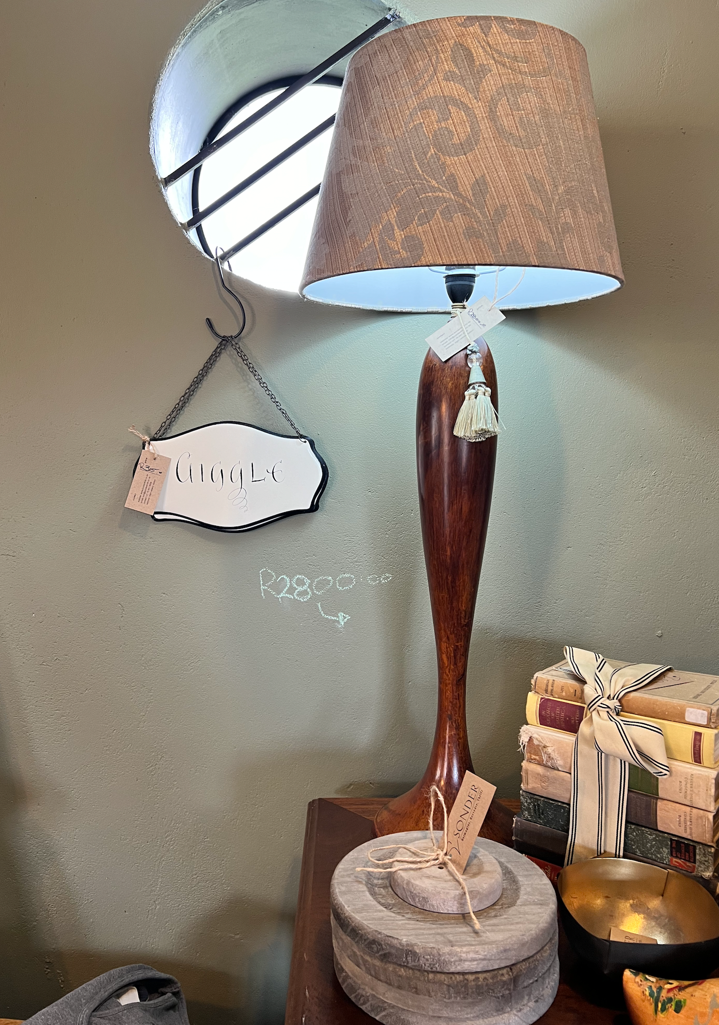 vintage wood lamp with shade